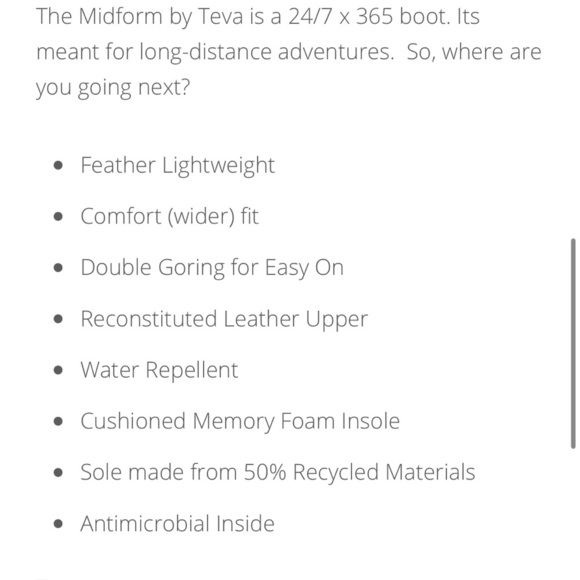 Teva Midform boot white swan lace up slight heal max comfort water repellent - Picture 4 of 16